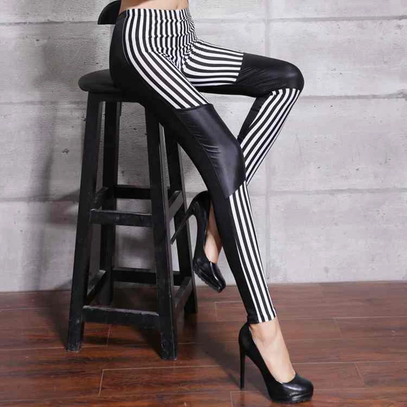 Женские Модные уличные леггинсы в стиле панк женские облегающие из имитации кожи