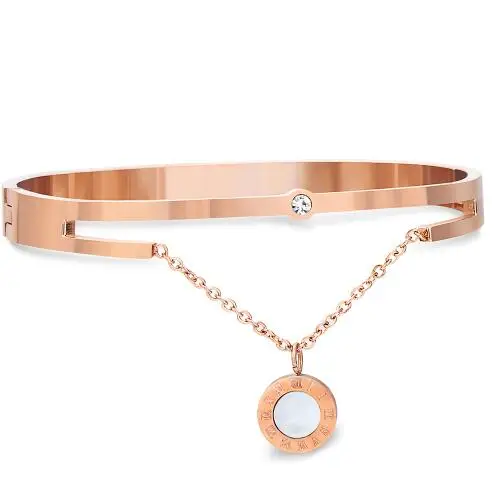 rosegold roman round Шарма сердца элегантный браслет для Для женщин розового золота Цвет Нержавеющая сталь Stellux австрийского хрусталя с Роман письмо - Окраска металла: rosegold roman round