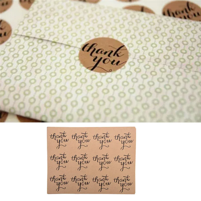120 шт./лот крафт печать этикетка наклейка &quotспасибо&quot круг точка для свадьбы