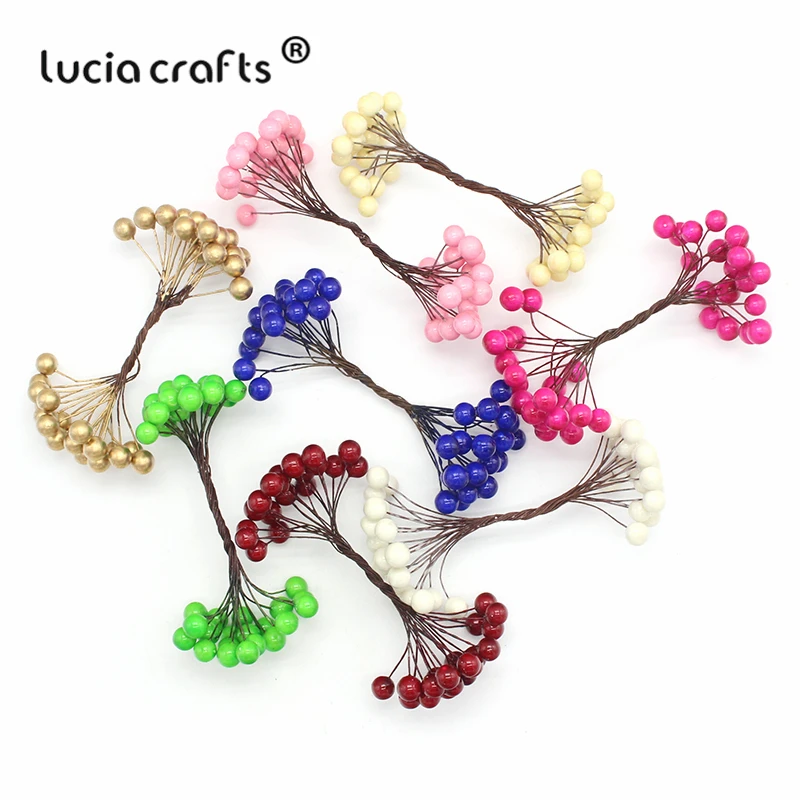 Распродажа! Lucia crafts 1 букет/5 букетов 10 мм Пена Искусственные фрукты тычинки Рождественский Декор DIY Подарочная коробка букет A0506