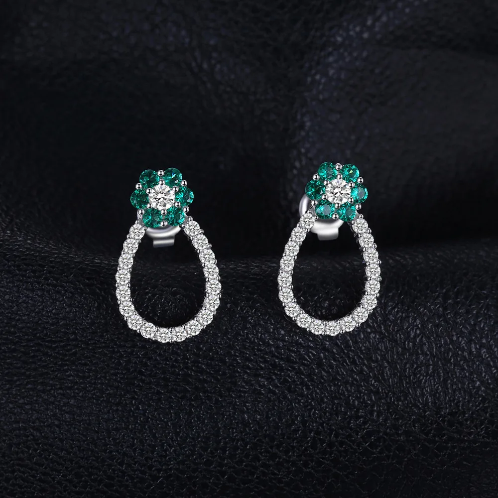 Jewelrypalace 1 т цветок Форма создания Изумрудный Серьги-гвоздики для Для женщин 925