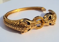 leopard black eyes 22k 23k 24k thai baht yellow solid gold finish jewelry bangle bracelet heavy 43g ba18