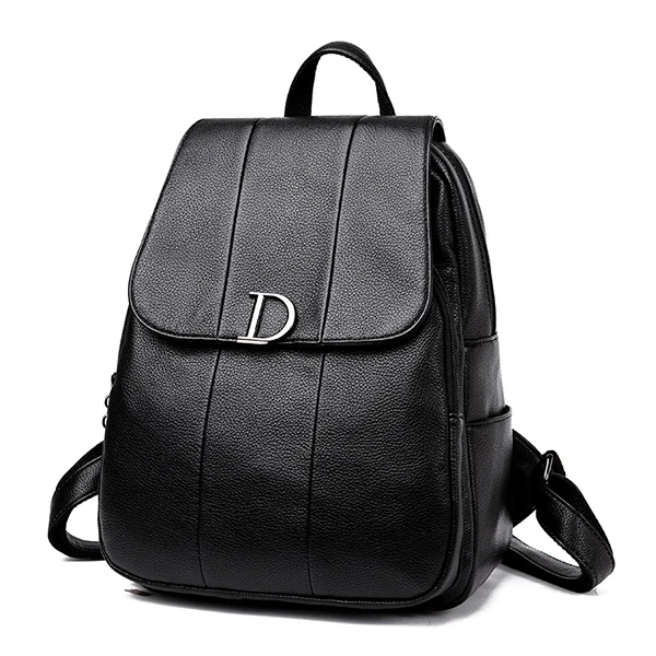 Black Backpack LANZHIXIN, модный кожаный женский черный рюкзак, Противоугонный, для путешествий, Роскошные бренды, женские сумки, дизайнерские рюкзаки, Сумка с буквами, mochila - Цвет: Black Backpack