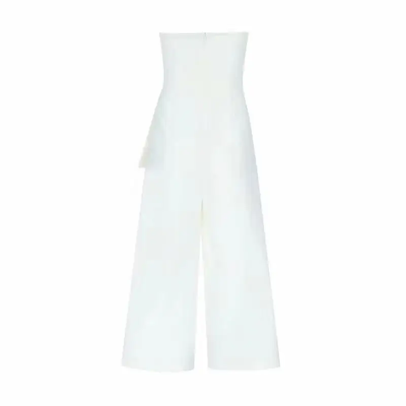 Женский комбинезон с открытой спиной элегантный до щиколотки без бретелек в