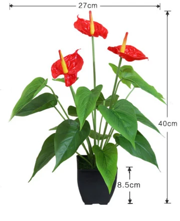 NuoNuoWell Искусственный Горшок Anthurium 16 ''(40 см) Настоящий сенсорный офисный стол Бонсай цветочный стол орнамент Калла Лилия завод