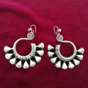 Guizhou Miao handmade jewelry exotic tribal style Miao silver personality exaggerated earrings earrings