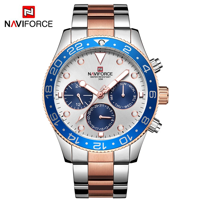 Часы наручные NAVIFORCE Мужские кварцевые аналоговые роскошные модные спортивные