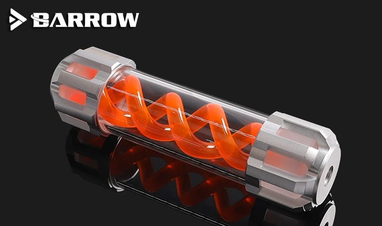 sliver and orange Курган 205 мм X 50 мм двойная спираль Т-вируса Цилиндрический бак с водяным охлаждением охлаждающей жидкости A-RGB светильник системы PMMA+ алюминиевая черная крышка - Цвет лезвия: sliver and orange