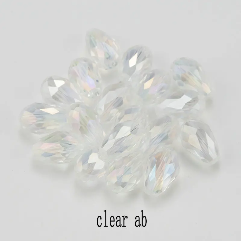 clear AB Высокое качество 10x15 мм Кристал, слезинка форма ювелирные изделия бисер стеклянные бусины Свободные Распорки Круглые бусины дл - Цвет: clear AB