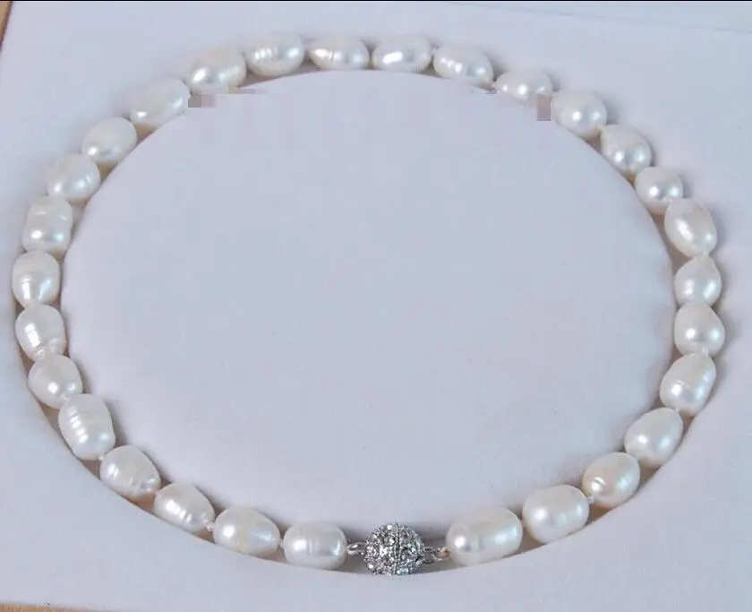 

Women Gift word Love Shipping >>>>>9-10MM white Freshwater cultured pearl necklace 18"
