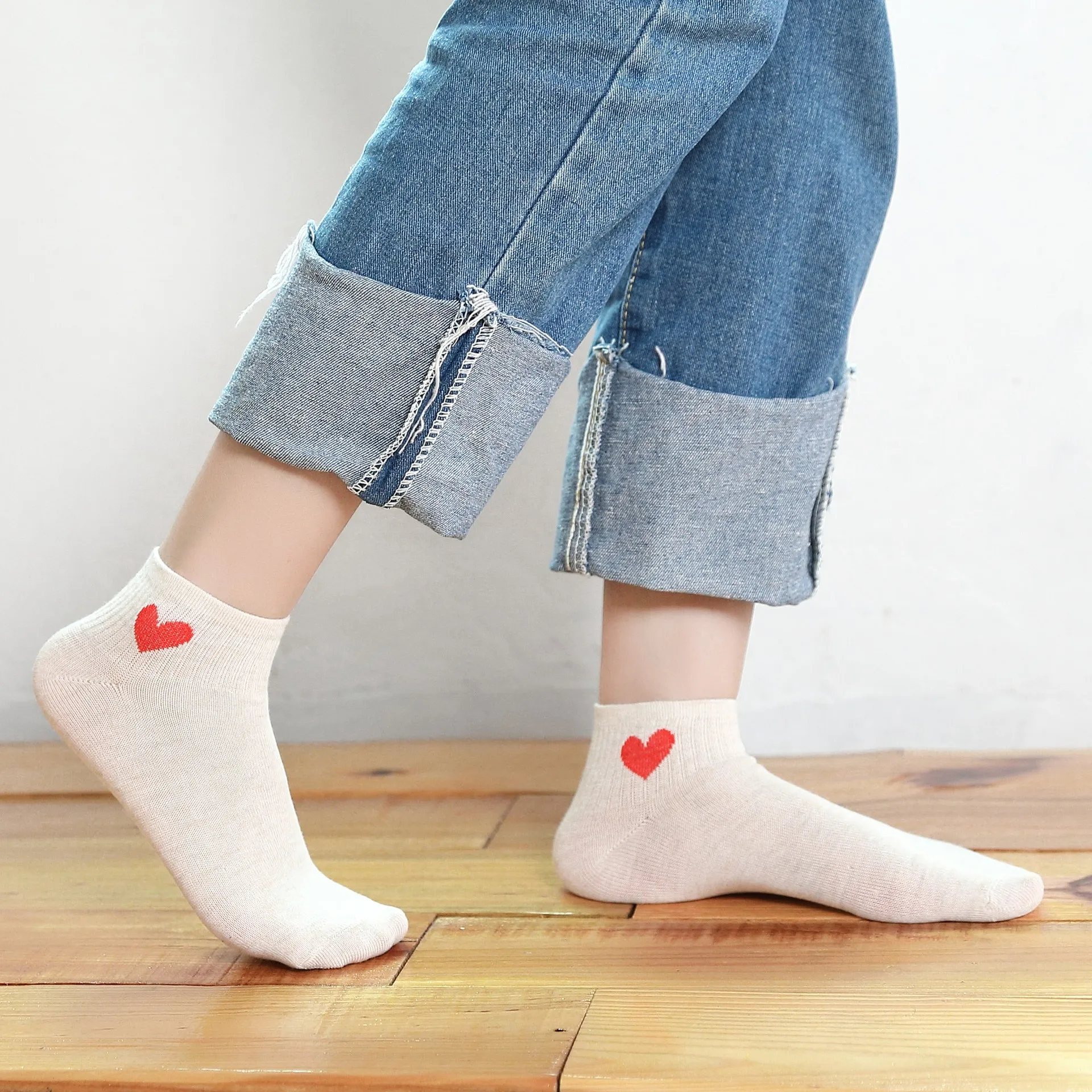 5Pairs Heart Cute Socks College Wind Simple Female Women Fashion Skateboard Sock Comfortable | Женская одежда
