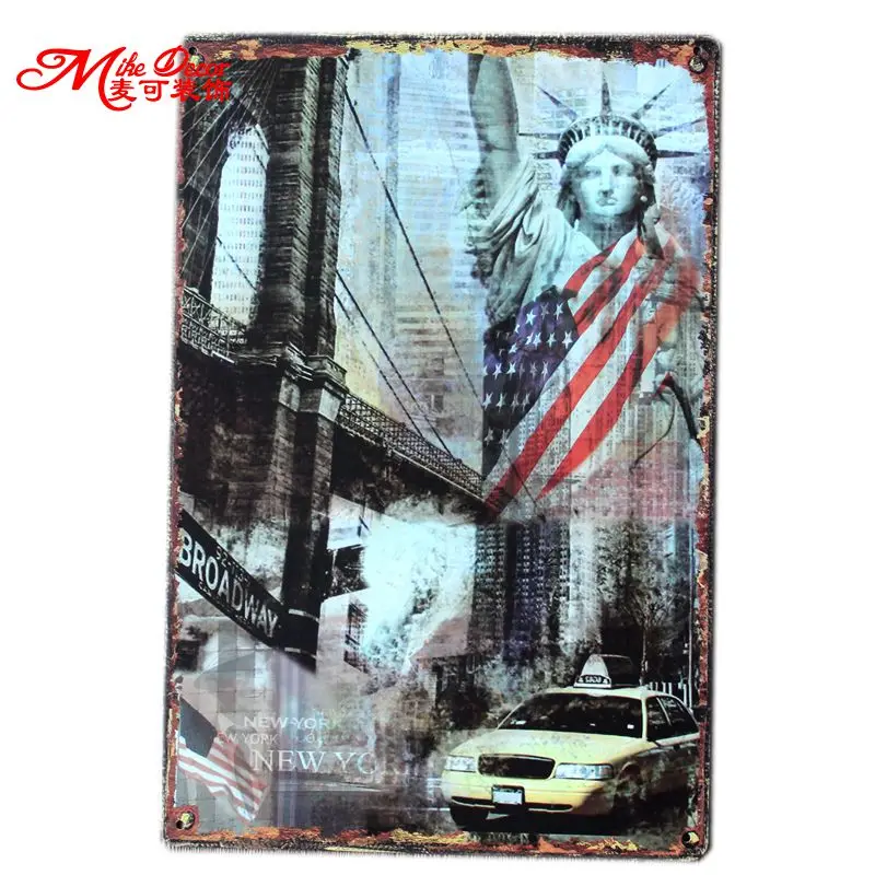 [Mike86] Нью-Йорк металлические ретро-знаки для художественного декора стен дома