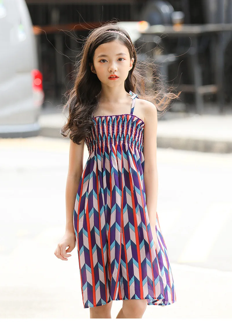 Пляжная одежда для девочек праздничное летнее Модное детское платье на