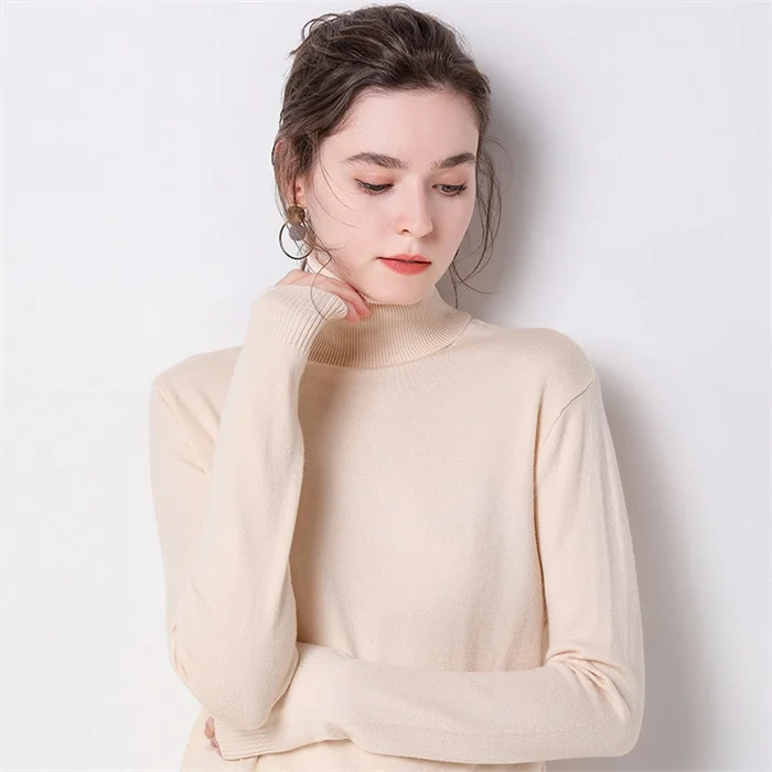 Beige Autumn Winter sweater women turtleneck cashmere sweater knitted pullover women sweter fashion sweaters new Plus Size tops - Цвет: Beige