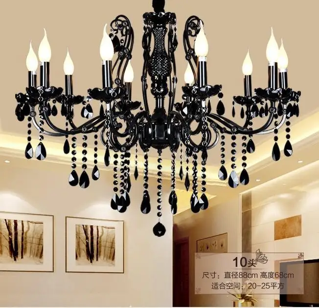 Роскошные черные хрустальные люстры алмазные К9 свечи с верхней черной