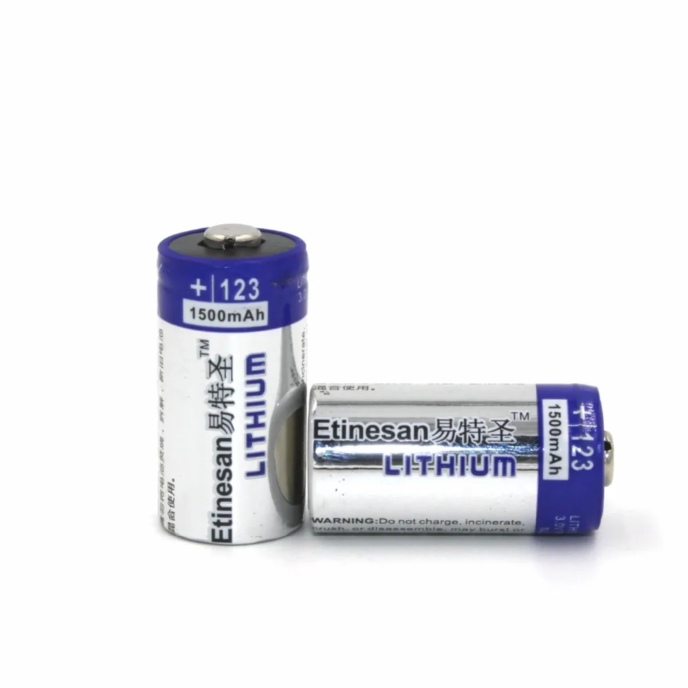 12 шт./лот Etinesan1500mAh литиевая батарея CR123A 3 V фотобатарея EL123A CR17345 123 123a вольт |