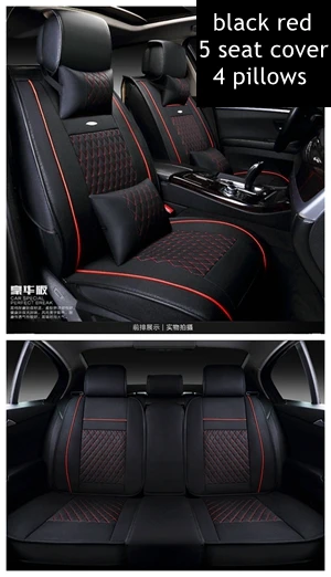 5seats black red 5 сидений, автомобильные чехлы для сидений, подходят для KIA K2/K3/K4/K5/Cerato/Sportage/Optima/Maxima/Carnival/SHUMA/Picanto/Soul/RIO - Название цвета: 5seats black red