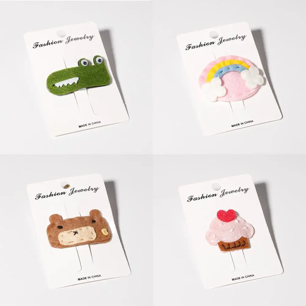 Оптовая продажа 4 шт./компл. заколки для волос из фетровой ткани мультяшный цветок