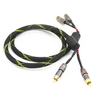 usa 6n 4 core silver plated hifi stereo rca cable high performance premium hi fi audio 2rca to 2rca interconnect cable