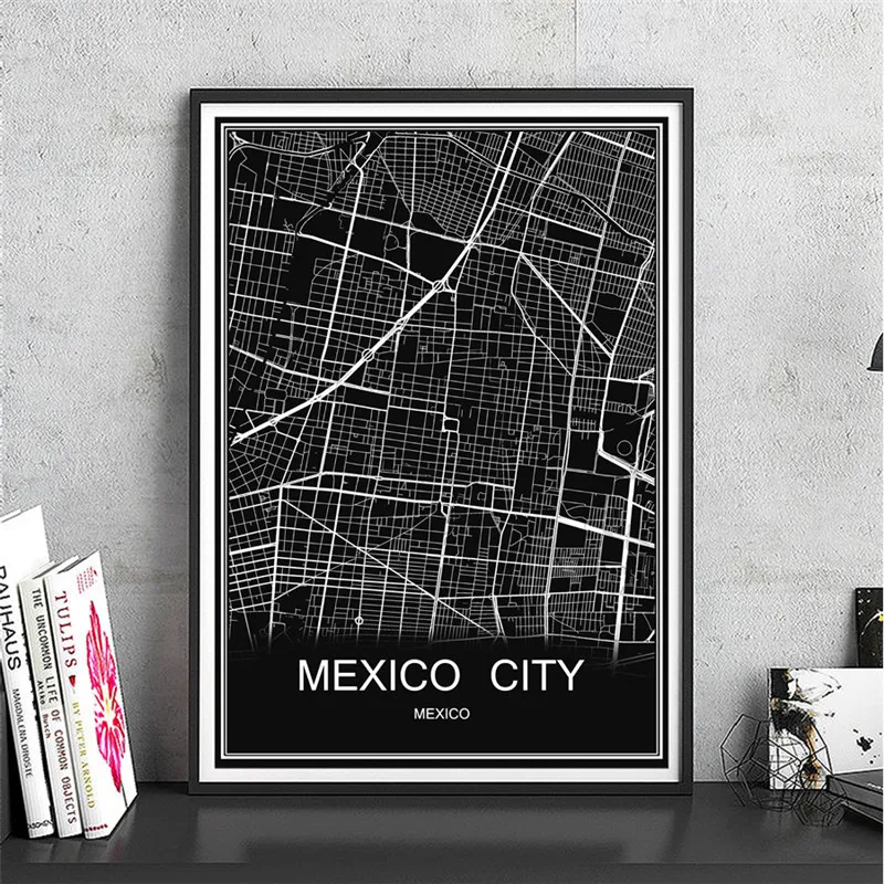 MEXICOCITY Индивидуальные карта мира Ливерпуль современный город плакат абстрактный принт холст с покрытием бумага картина маслом гостиная кафе бар Декор - Цвет: MEXICOCITY