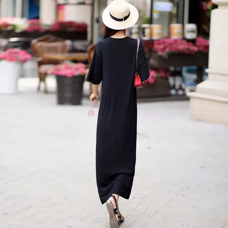 Лето 2018 платье с рукавом средней длины женское плотное большого размера тонкое