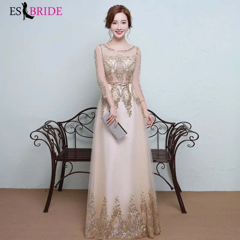 

Evening Dresses Long Formal Elegant A-Line Plus Size Special Occasion Appliques Wedding Guest Dress Party Gown Vestidos ES1392