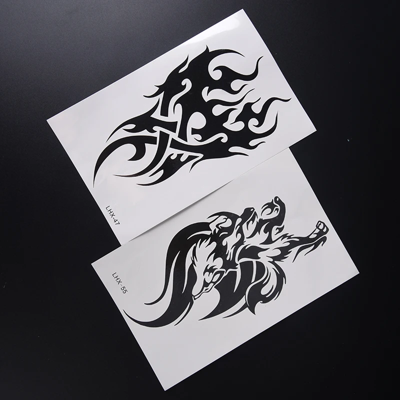Одноразовые блестящие водостойкие этнические тотемы черные Драгон огненные