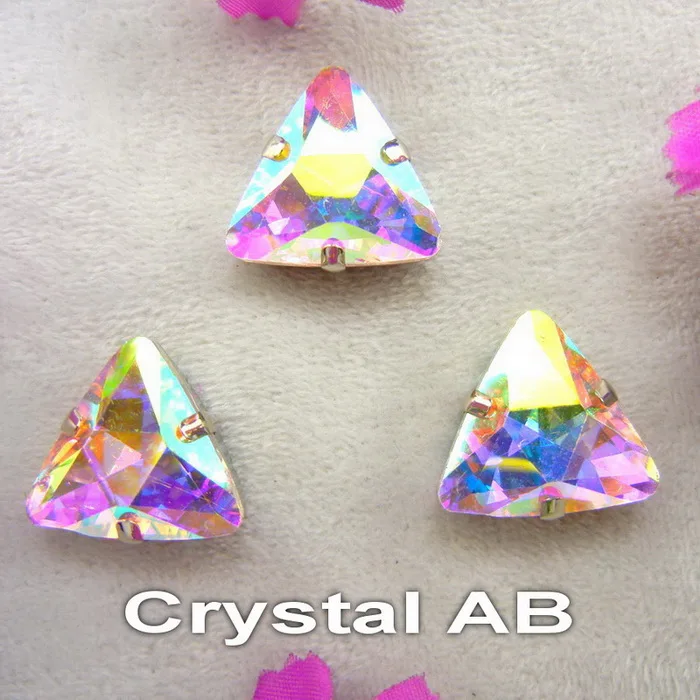 A17 Crystal AB Стеклянные хрустальные серебряные коготь 18 мм 10 шт. красивые цвета треугольные формы пришитые Стразы бусины для украшения одежды diy - Цвет: A17 Crystal AB