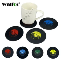 4pcsset retro vinyl cd record drinks coasters table cup mat coffee placemat silicone printed pattern anti fade home decor