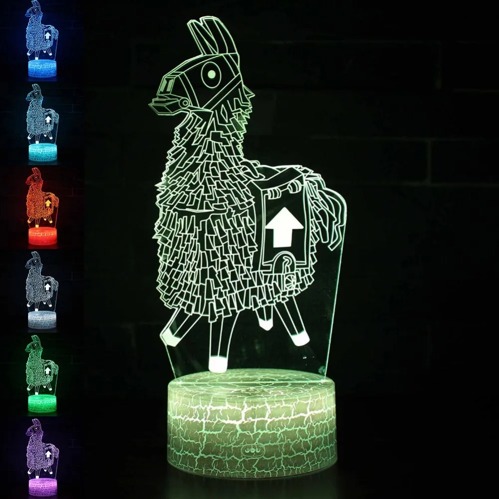 7 цветов Изменение Альпака 3D лампа лама ночник RGB настроение шрам основа для дня