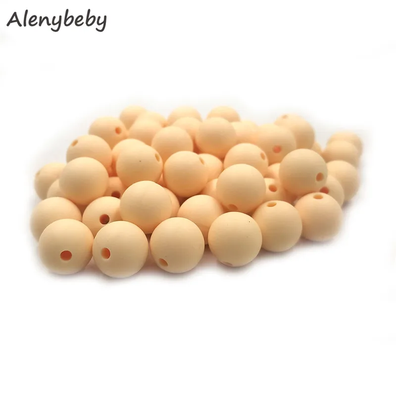 Beige 100 шт Силиконовые Круглые бусины 12 мм экологически чистый сенсорный детский аксессуар для прорезывания зубов пищевой мамы кормящих DIY Ювелирные изделия Детские трофеи - Цвет: Beige