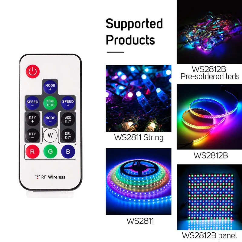 14-клавишный RGB беспроводной пульт дистанционного управления Мини RF светодиодный контроллер 14-Key Dc 5 V-24 V Sp103E WS2812 WS2811 цвет для 5050 3528 Светодиодная лента