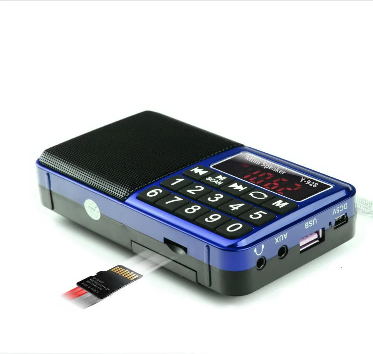 

Y-928 Портативный FM радио приемник светодиодный Дисплей USB диск TF карта MP3 музыкальный плеер Динамик с Перезаряжаемые Батарея
