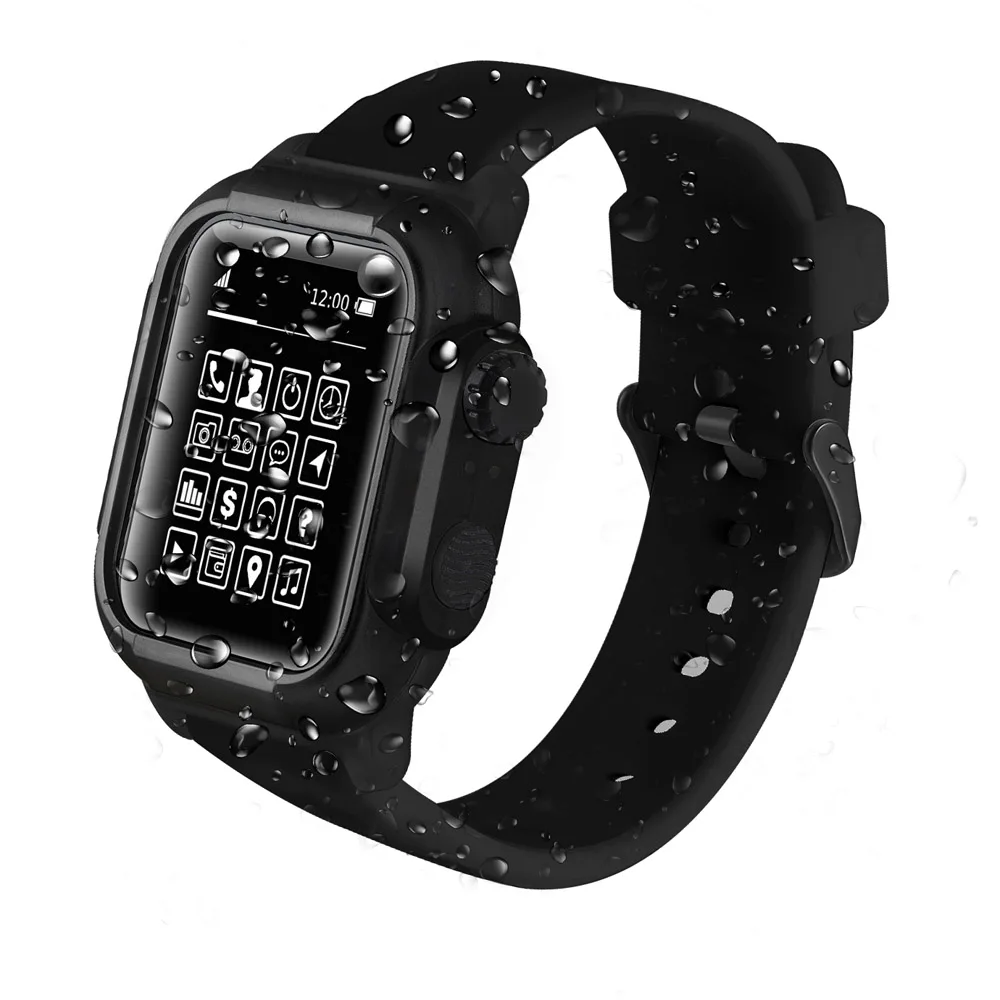 Силиконовый спортивный водонепроницаемый чехол для Apple Watch Series 5 4 3 2 с сменным ремешком 42 мм 44 мм 40 мм аксессуары для часов