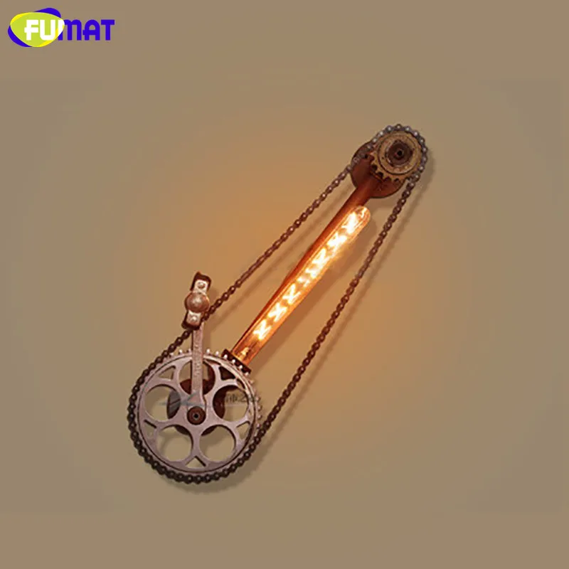 Фумат колеса велосипеда настенные лампы чердак промышленные железные цепи