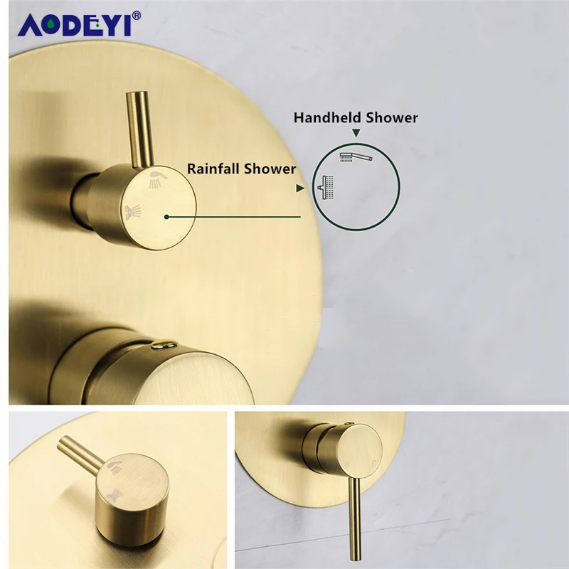 solid brass brushed gold bathroom rianfall shower head bath faucet set wall mounted shower arm mixer water set 8 12inch free global shipping