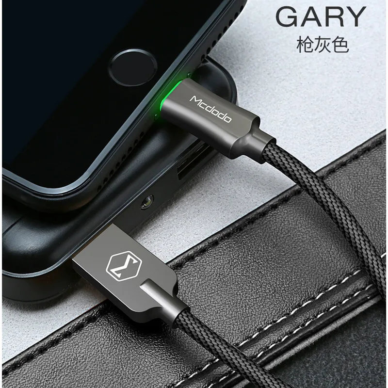 Черный MCDODO автоматическое отключение USB кабель Быстрая зарядка USB зарядное устройство кабель для передачи данных для iPhone 11 Pro X Xs Max Xr 8 7 6 6S Plus 5 телефонный шнур - Цвет: Черный