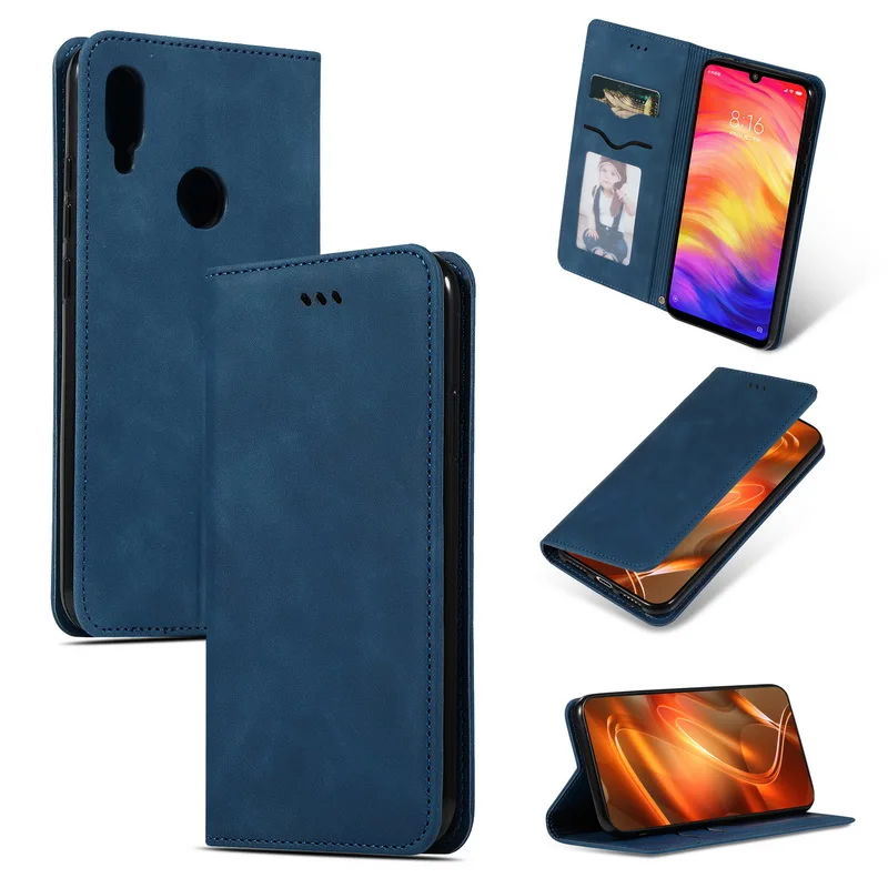 Navy Blue Магнитный Флип-кошелек чехол для телефона для Xiao mi Red mi Note 7 6 Pro Ретро Держатель для карт кожаный чехол для Xiaomi mi 9 SE чехол для книги s - Цвет: Navy Blue