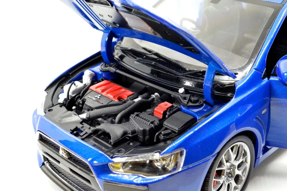 Mitsubishi Lancer EVO X Blue Diecast модель двери автомобиля открыть рулевое колесо справа 1/18 1:18 1
