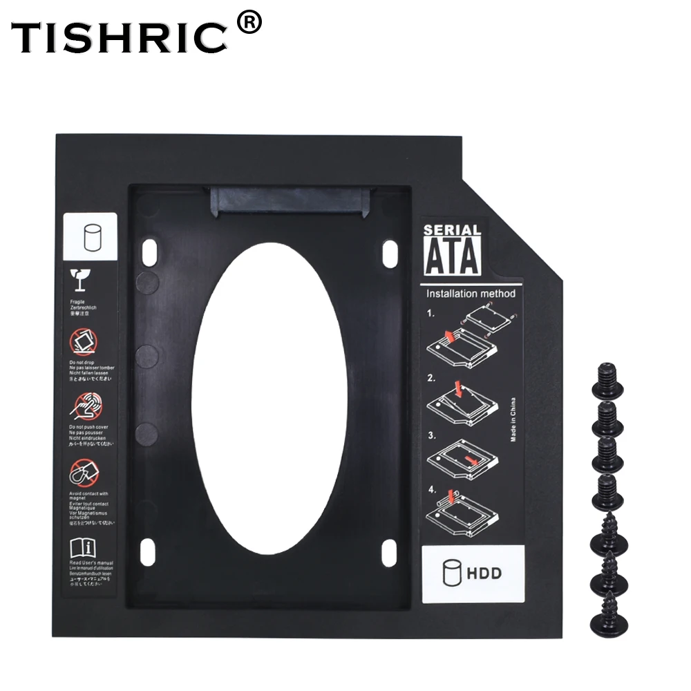 TISHRIC пластик Optibay 2nd Second hdd Caddy 9,5 мм SATA 3,0 для 2,5 ''SSD жесткий диск корпус DVD CD-ROM корпус адаптер