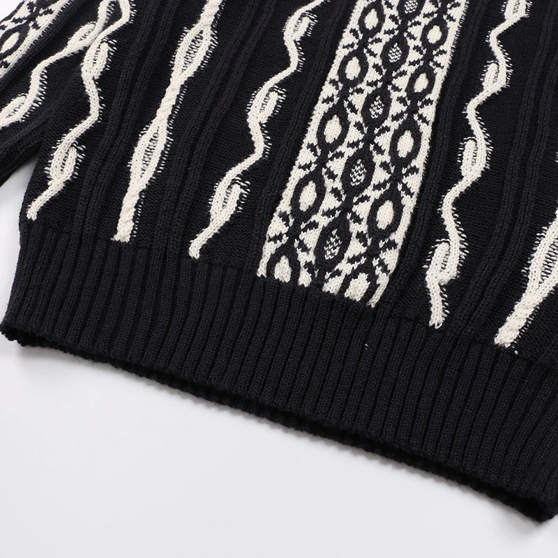 JOYDU Vintage Wool Pullover 2018 Designer Winter Sweater Women Jersey Knit Sweaters Black White Crochet Block Jumper casaco | Женская