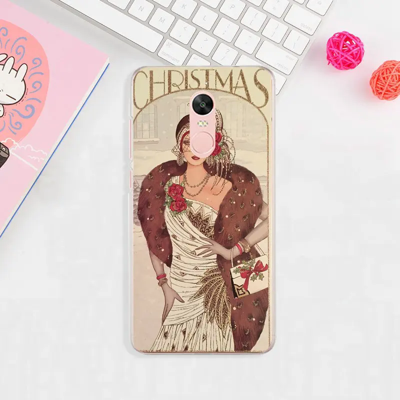 Винтаж Christmas арт деко для Xiaomi Redmi Mi Note 2 3 S 4X 4A 5 6 5S 5A 8 A1 Pro Plus Сумки Мягкие силиконовые