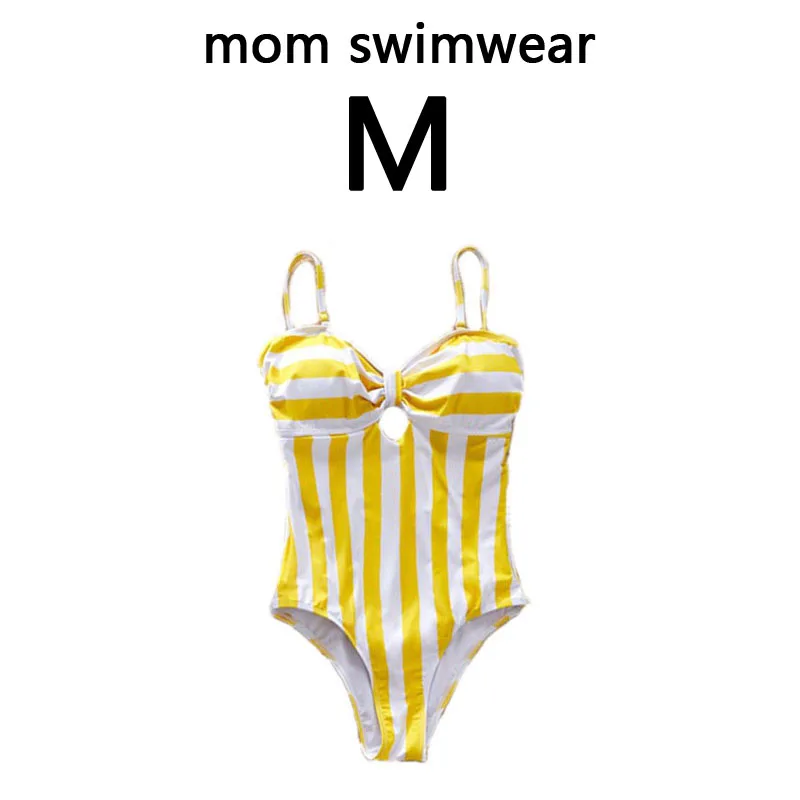 mom size M Купальник для мамы и дочки, мама и я, семейные купальники, желтый полосатый купальник, мужские пляжные шорты для мальчиков, Семейные комплекты, один предмет - Цвет: mom size M