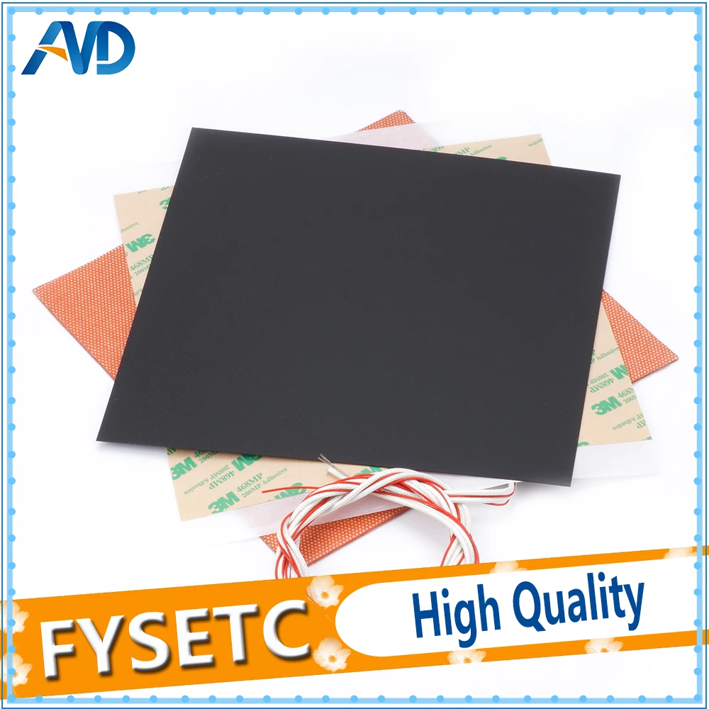200X200mm 220V 500W Silicone Heater Pad + 0.5/0.8/1mm Frosted Black Build Surface Polyetherimide Cold PEI Sheet For Prusa i3 | Компьютеры
