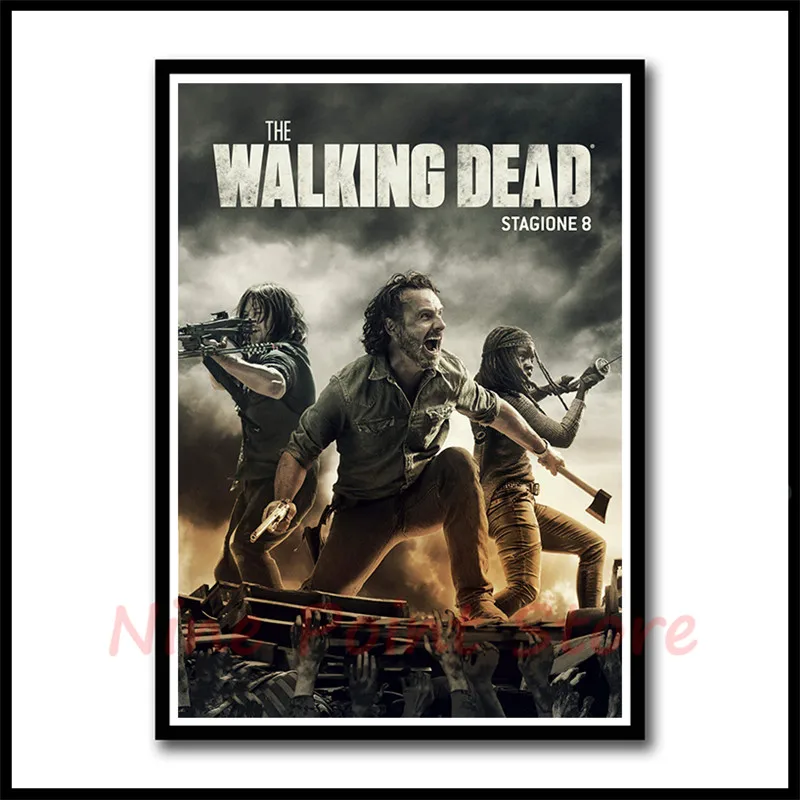 The Walking Dead Сезон 8 классический фильм белая бумага с покрытием фильм плакаты настенные картины для гостиной Декор бескаркасные - Цвет: Тёмно-синий