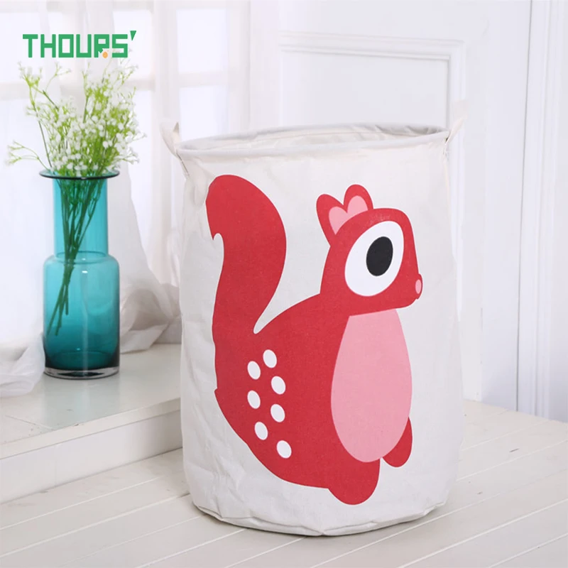 

Thours Cat Monkey Folding Canvas Laundry Basket Large Dirty Clothes Storage Hamper Baby Laundry Basket Home Sundries Storage Bin