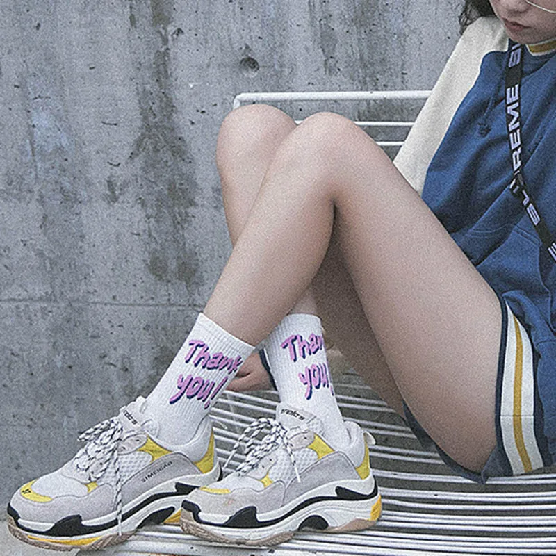[COSPLACOOL]Harajuku арт Skarpetki забавные носки креативные с надписью попробуйте еще раз