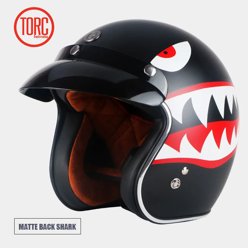 Шлем TORC moto cycle с открытым лицом классический винтажный шлем jets мотоциклетный шлем в стиле ретро capacete moto queiro ew casco moto DOT T50 - Цвет: Matte Shark