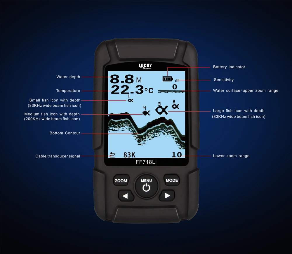 Глубже Эхолот Сонара Рыболокаторы Водонепроницаемый Беспроводной Fishfinder для