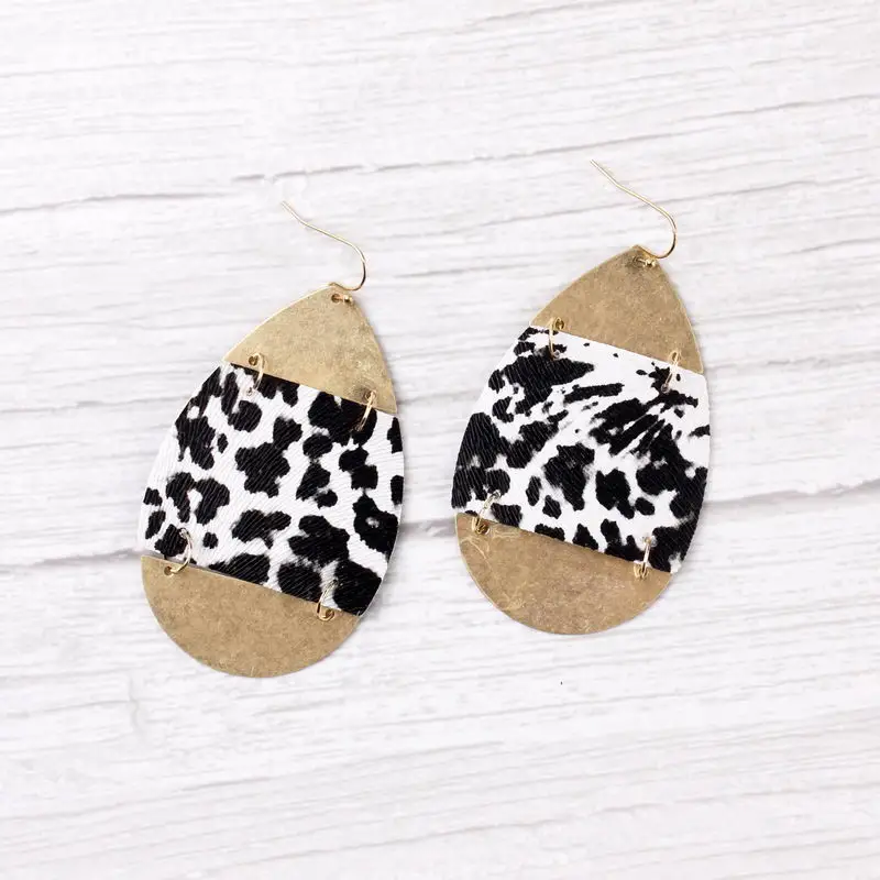 Леопардовый принт кожаная капля Висячие серьги для женщин | Украшения и